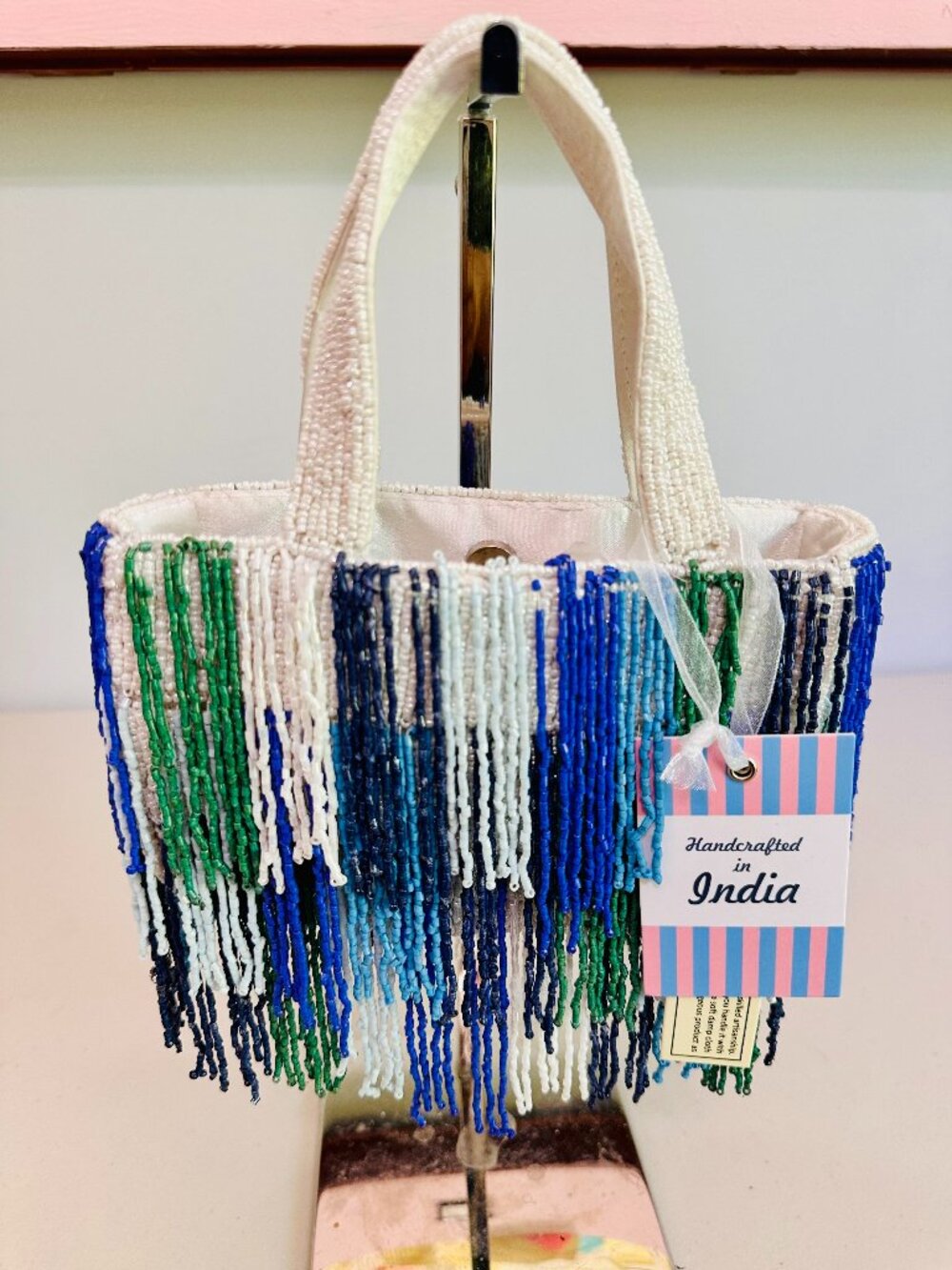 TIKTOK VIRAL HANDCRAFTED IN INDIA MULTICOLOR BEADED FRINGES SHOULDER BAG